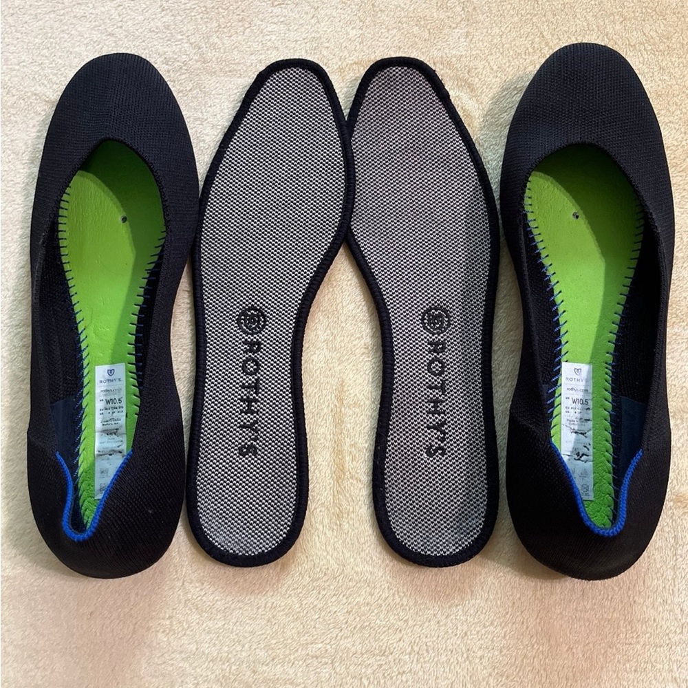 Rothy Classic Rounded Toe Solid Black Flats - image 5